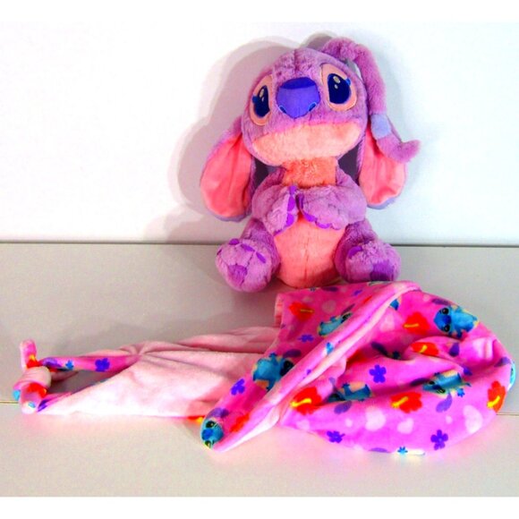 Disney Parks Lilo & Stitch Baby Angel Tropical Hoodie Blanket Pouch Plush - Picture 2 of 9